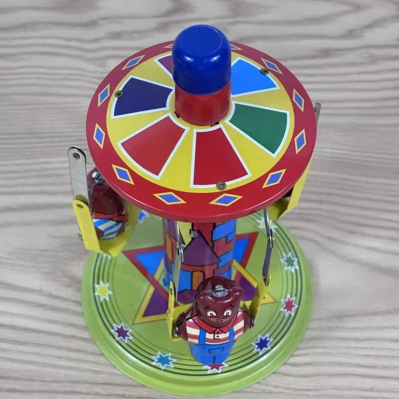 Happy Wheel – vaisseau spatial rotatif en étain, jouet à remonter, horloge, Collection classique amusante, rétro, cadeau d'anniversaire et de noël pour enfants