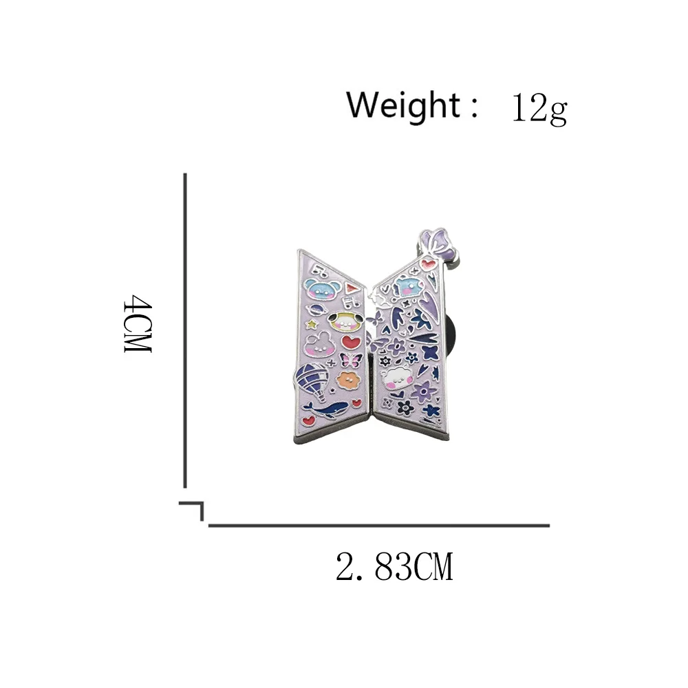 Cartoon Lila Wal Schmetterling Teetasse Young Forever Heißluftballon Brosche Niedliches Anstecknadel-Abzeichen Rucksack Kleidung Deko Geschenk für Fans – Detail 7