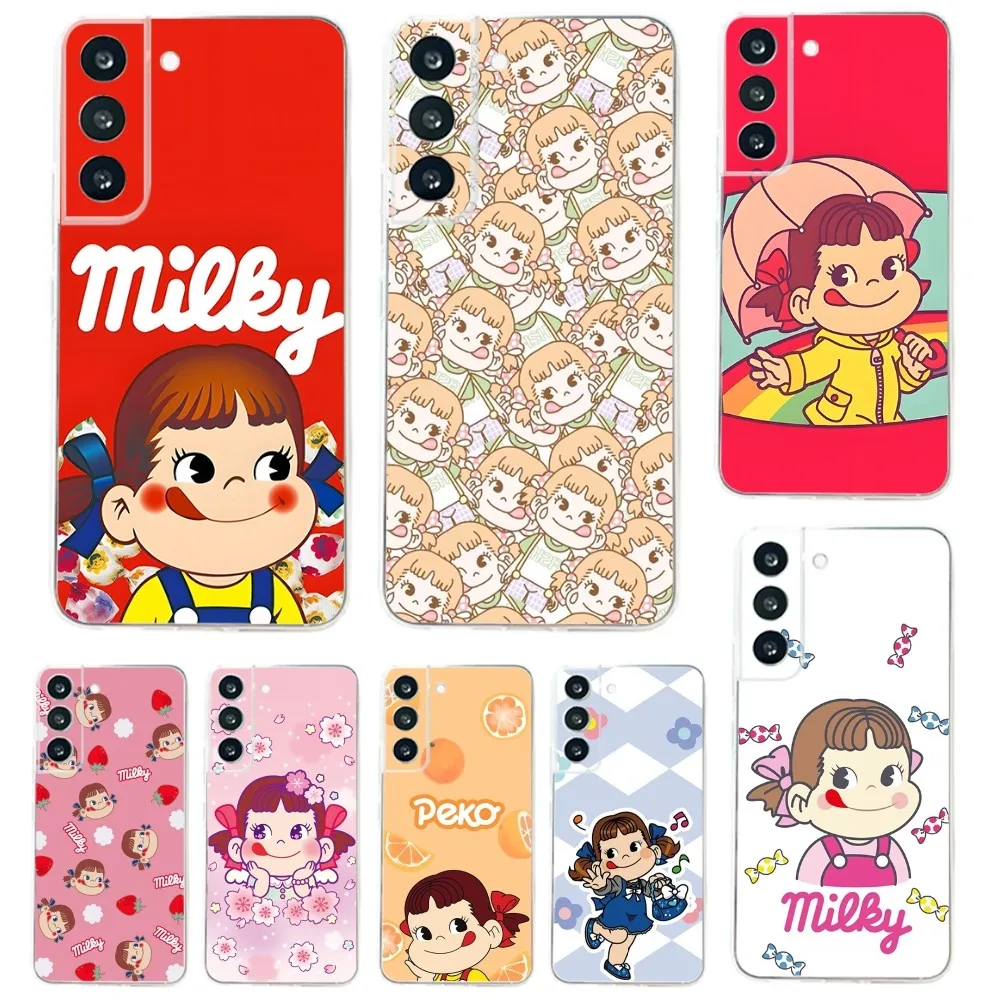 F-Fujiya Milky Peko Chan Phone Case For Samsung Galaxy A71,70,52,51,40,31,A50,30S,21S,03S,Note20ultra Transparent Cover