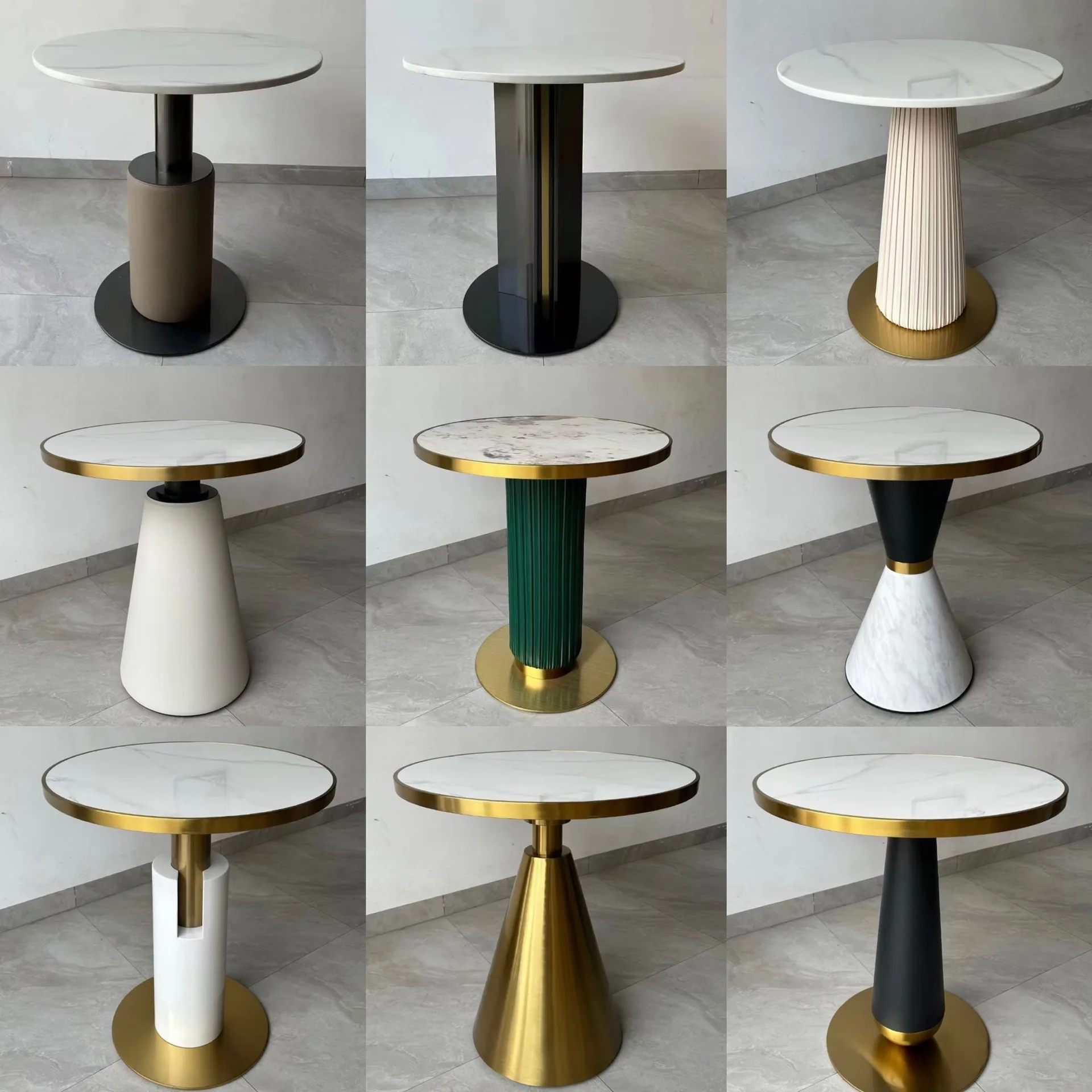 Stainless steel gold-plated table feet Light luxury dining feet Round base Titanium table feet