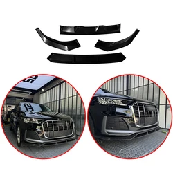 For 2020-2024 Auai Q7 S-Line High Quality ABS 4Pcs Car Front Lip Bumper Spoiler Glossy Black Modification Accessories Body Kit