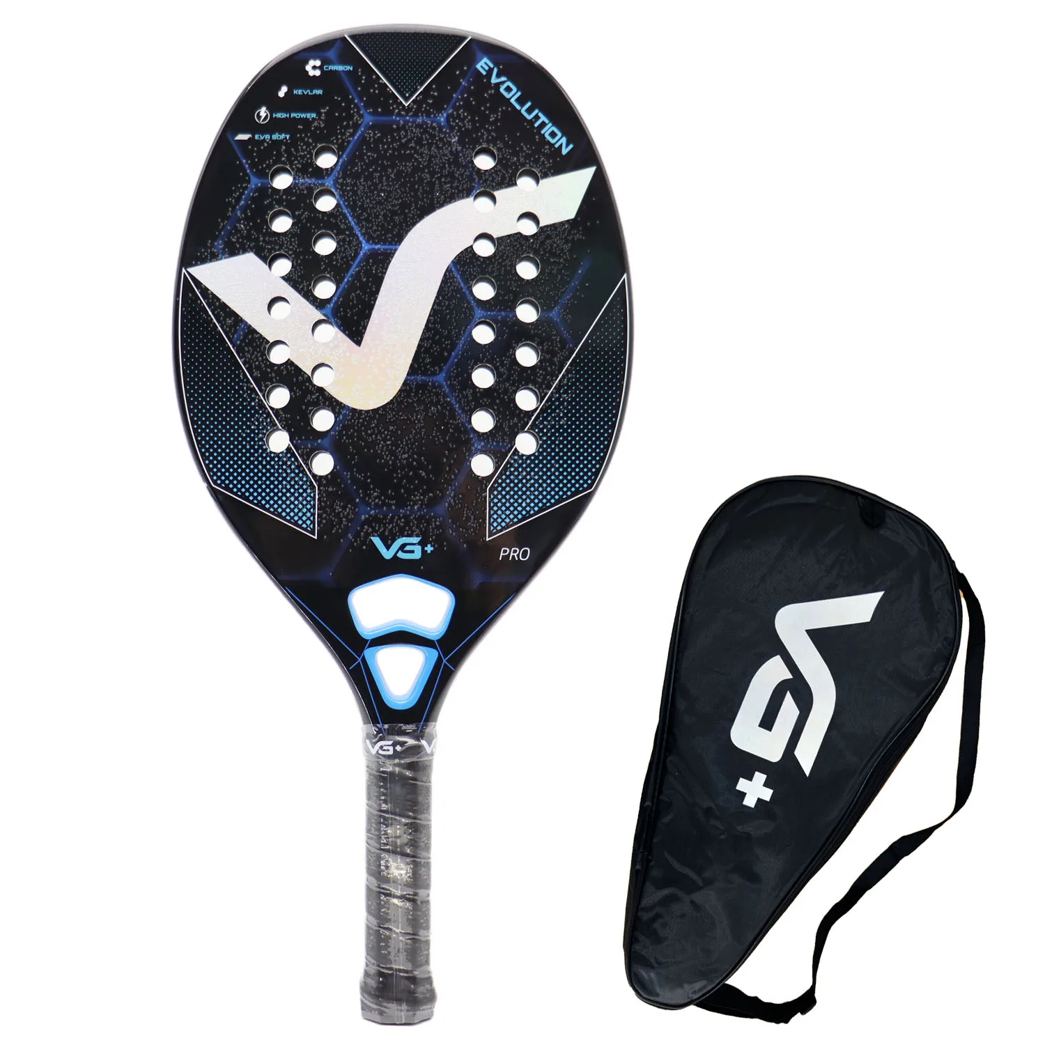 

Beach Tennis Racket with Bag Evolution Kevlar Carbon Racket Kit with EVA Soft 3D Shiny Beach Tennis Racket