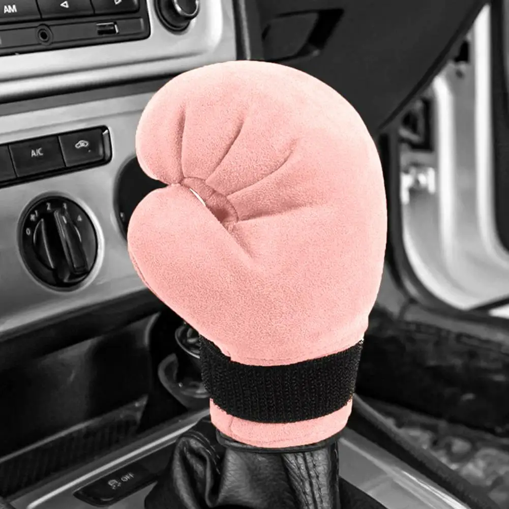 

Comfortable Grip Shift Knob Cover Cozy Winter Plush Car Gear Shift Collar Adorable Thickened Gloves Cover for Auto Gear Handle