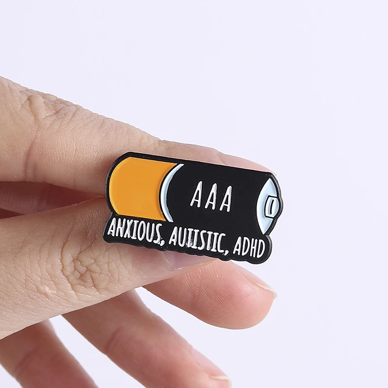 Low Battery Enamel Pin Anxious Autistic ADHD Quote Brooches Neurodiversity Lapel Badge for Backpacks Jewelry Gifts - view 6