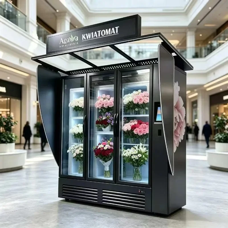 Automat Vendingowy Do Kwiatow Chiodzony 24h Kiosk Sprzedazy Bukietow Stala Temperatura I Wilgotnosc Ekran Dotykowy OEM/ODM CE