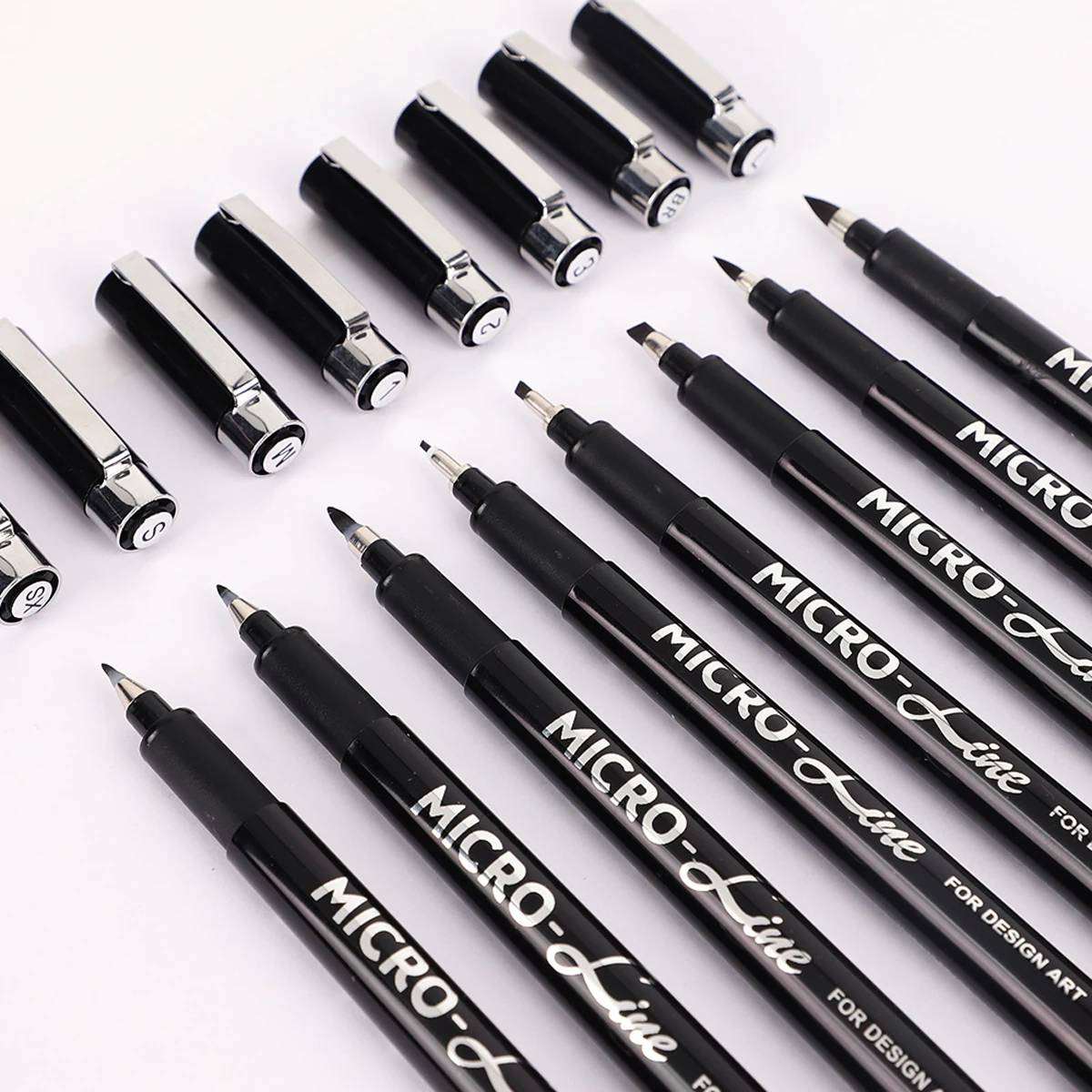 8Pcs/set Calligraphy Brush Pen Hand Lettering Pens 8 Styles Black Markers Set for Artist Sketch Technical Writing Art Drawing