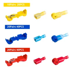 100pcs/50pairs T-Tap Wire Connectors, T Tap Electrical Connectors Quick Wire Splice Taps and Insulated Male Quick Disconnect