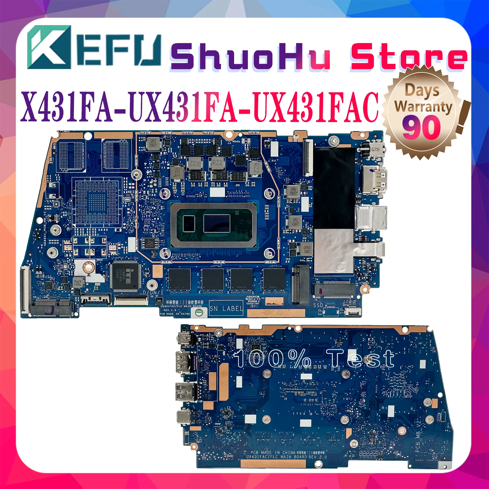 

X431FA UX431FA UX431FAC Laptop Mainboard For ASUS UX431FN UX431FL UX431FLC X431FAC X431FL X431FLC Motherboard UMA CPU:i3 i5 i7
