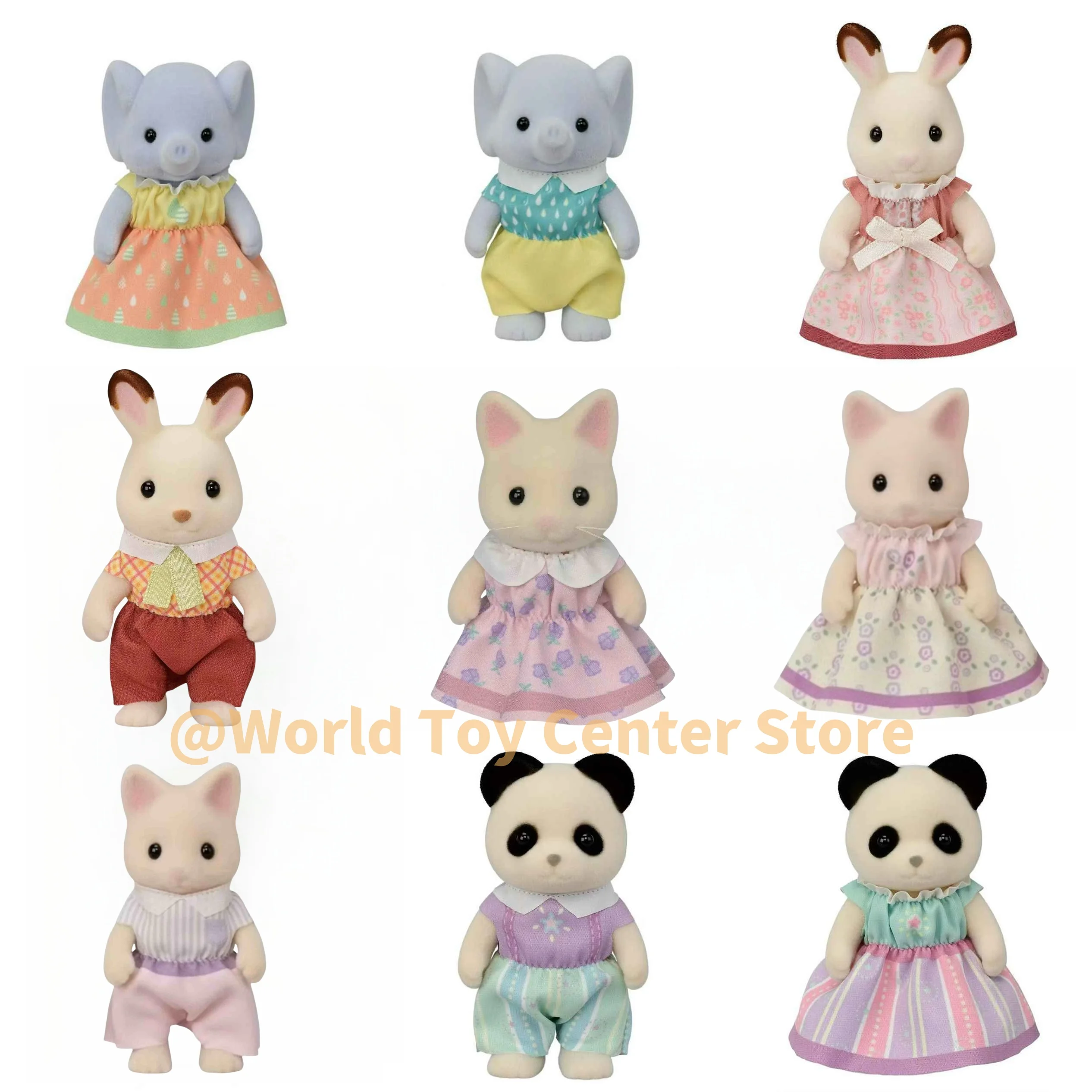 Sylvanian Families Forest Rabbit Grove Family Dollhouse Flower Cat Elephant Chocolate Rabbit Panda Baby Doll Flocking Decoration