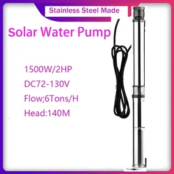 1500W DC70-138V pompa solare per pozzi profondi testa massima 140M pompa di perforazione in acciaio inossidabile portata massima 6000L pompa solare senza spazzole DC