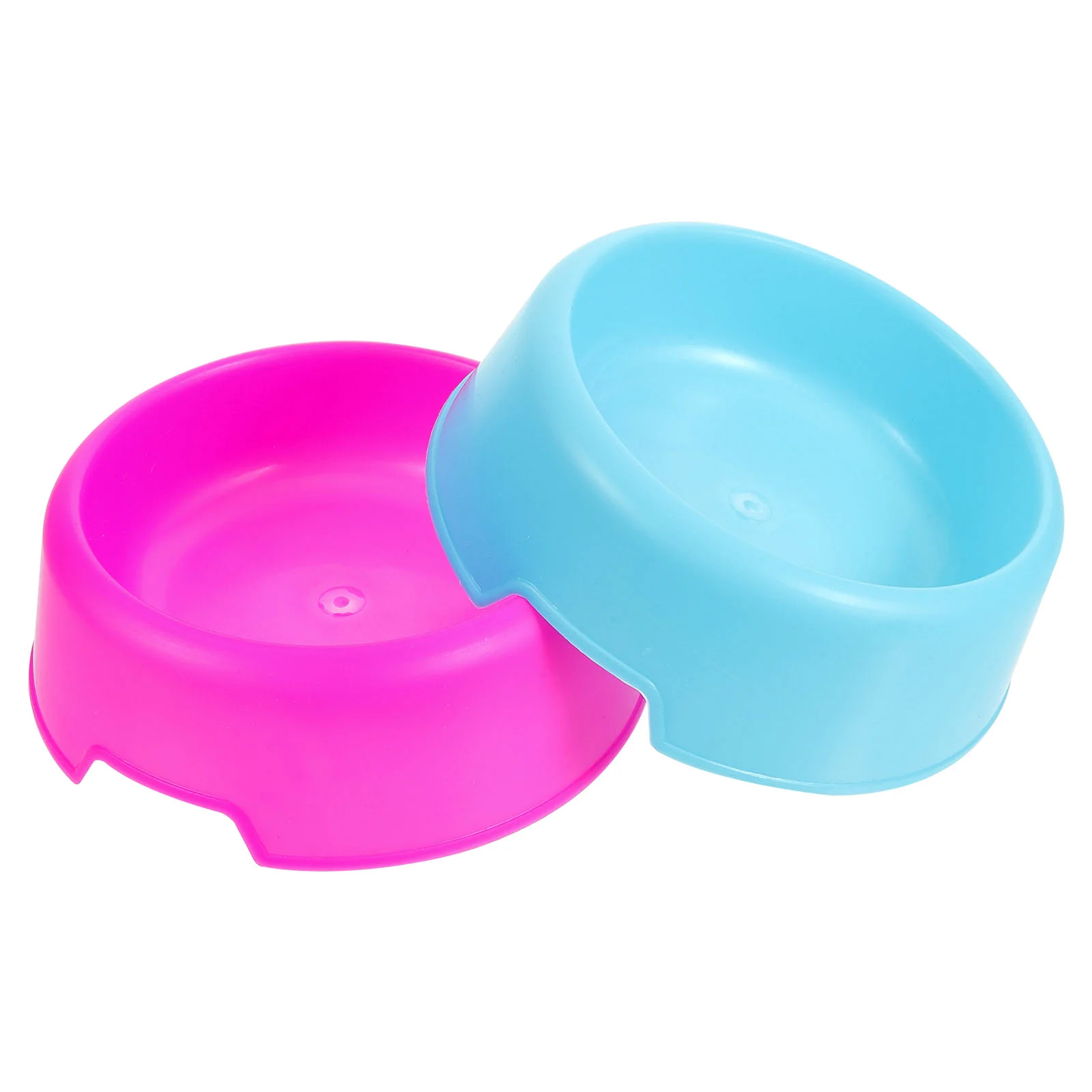 2 Pcs Pet Bowl Dog Water Plastic Round Cat Bowls Puppy Feeding Sturdy Cute Practical