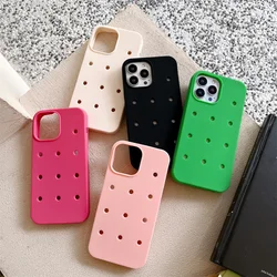 Pure Color With Breathable Hole Style Case dla iPhone 16 15 14 13 12 11 Pro Max 13MINI XS Miękki silikonowy, odporny na wstrząsy modny pokrowiec