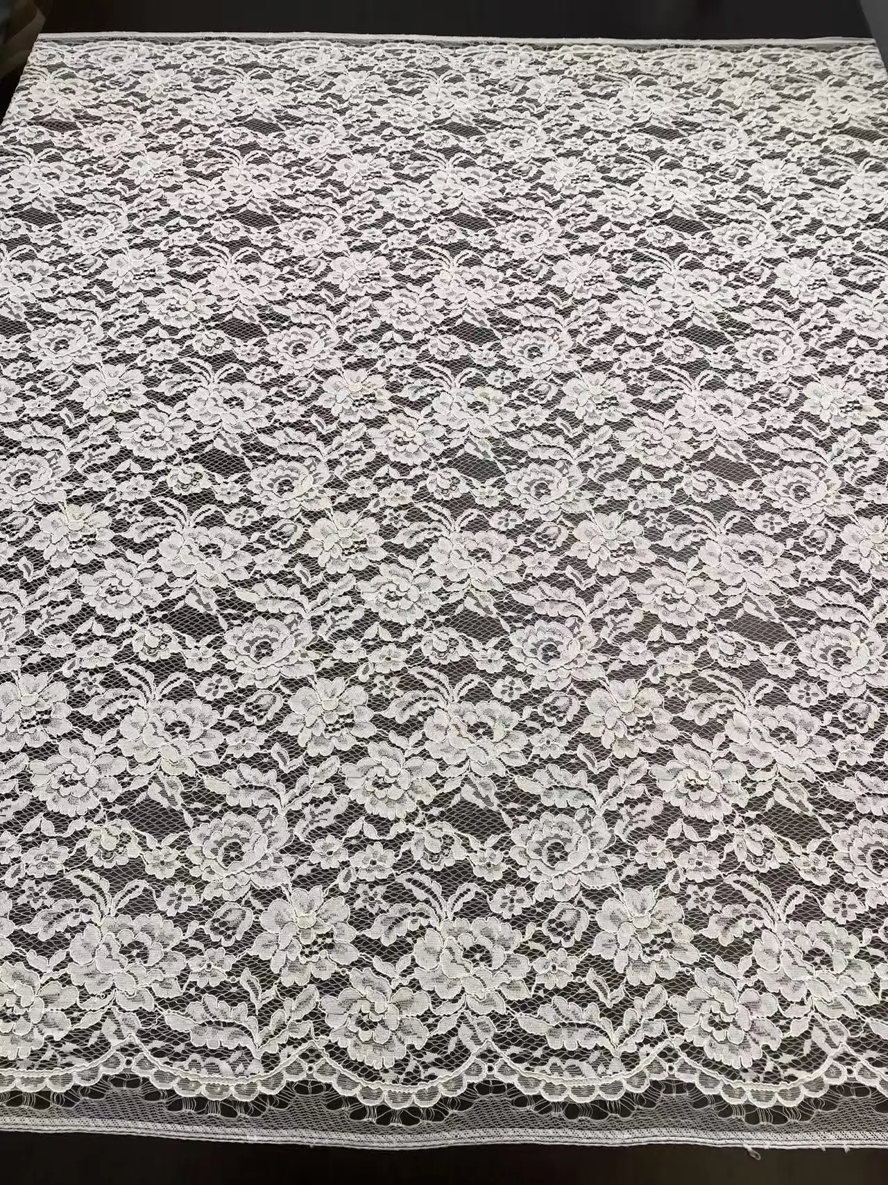 Elegant OFF White Floral Lace Fabric Sheer Embroidered Tulle for Wedding Dress Veil DIY Crafting Supplies