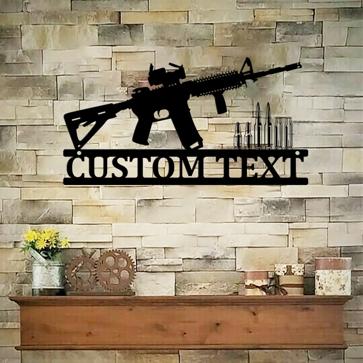 

Trendy Sniper Rifle Custom Name Metal Wall Art Decor, Gun Metal Sign, Armory Decor For Gun lover Gifts,2nd Amendment Military