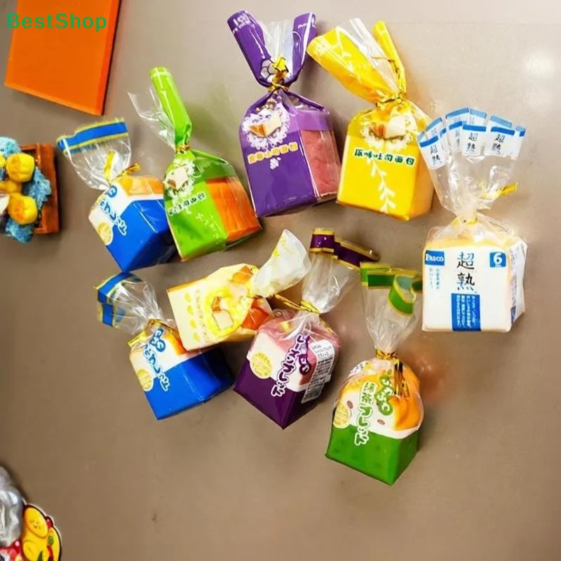 Super Soft Mini Simulation Toast Fridge Sticker Magnetic Rebound 3D PU Anti Collision Decor
