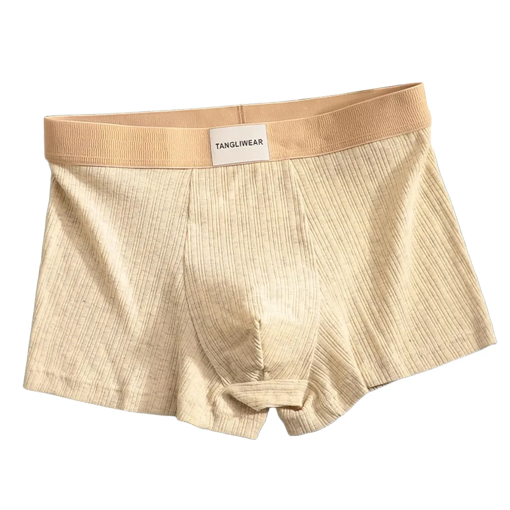 

Men Solid Striped Cotton Sexy Lingerie Brazilian Underwear Boxer Shorts Comfortable Trunks Simple Panties Trunk Men's Clothing