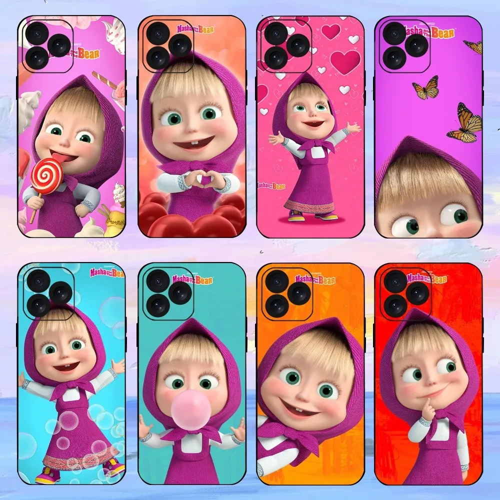 Cartoon M-Masha and the B-Bear Phone Case For iPhone 15 14 13 12 11 8 Mini Xr Xs X Xsmax Pro Max Plus Shell