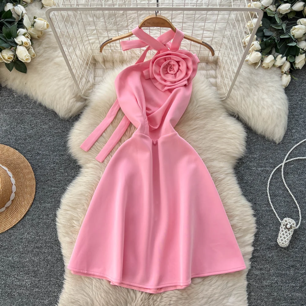 فستان مثير أنيق بدون أكمام للحفلات ثلاثي الأبعاد للنساء فساتين حفلات السهرة الكورية #1