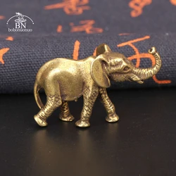 Antique Bronze Minature Elephant Figurines Tea Pet Table Ornament Decorations Solid Copper Animal Crafts Home Decor Living Room