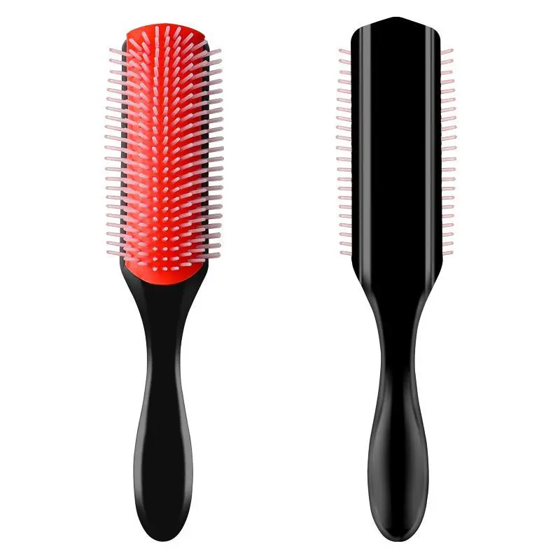 9-Row Detangling Hair Brush Denman Detangler Hairbrush Scalp Massager Straight Wet Comb for Women Men Salon Curly Hair Brush