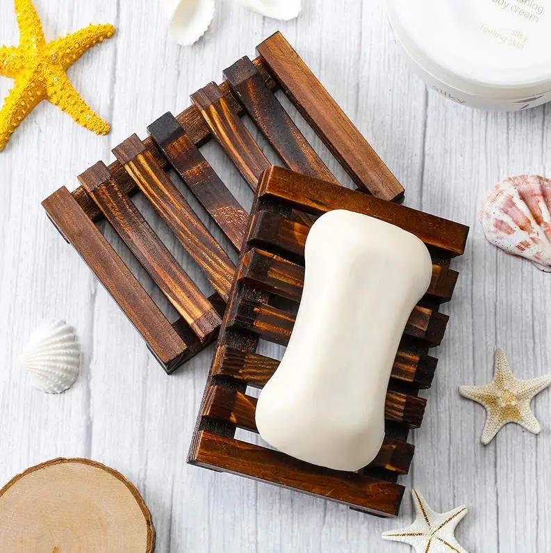 Natural Wooden Bamboo Soap Dish Tray Holder Storage Soap Rack Plate Box Container for Bath Shower Plate Bathroom ni34