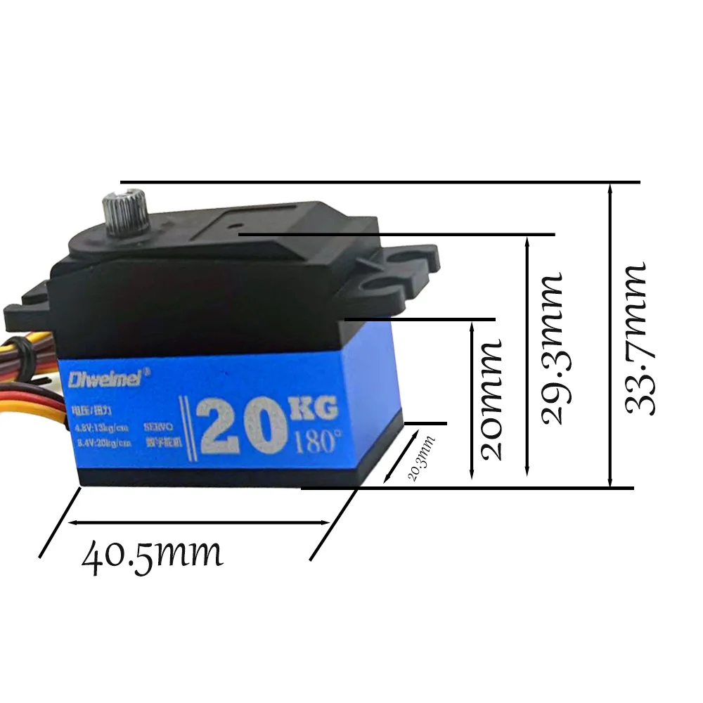 Servo digital de 20kg 180/270 graus, engrenagem de metal de alto torque e velocidade rápida, para helicóptero de braço de robô de carro RC