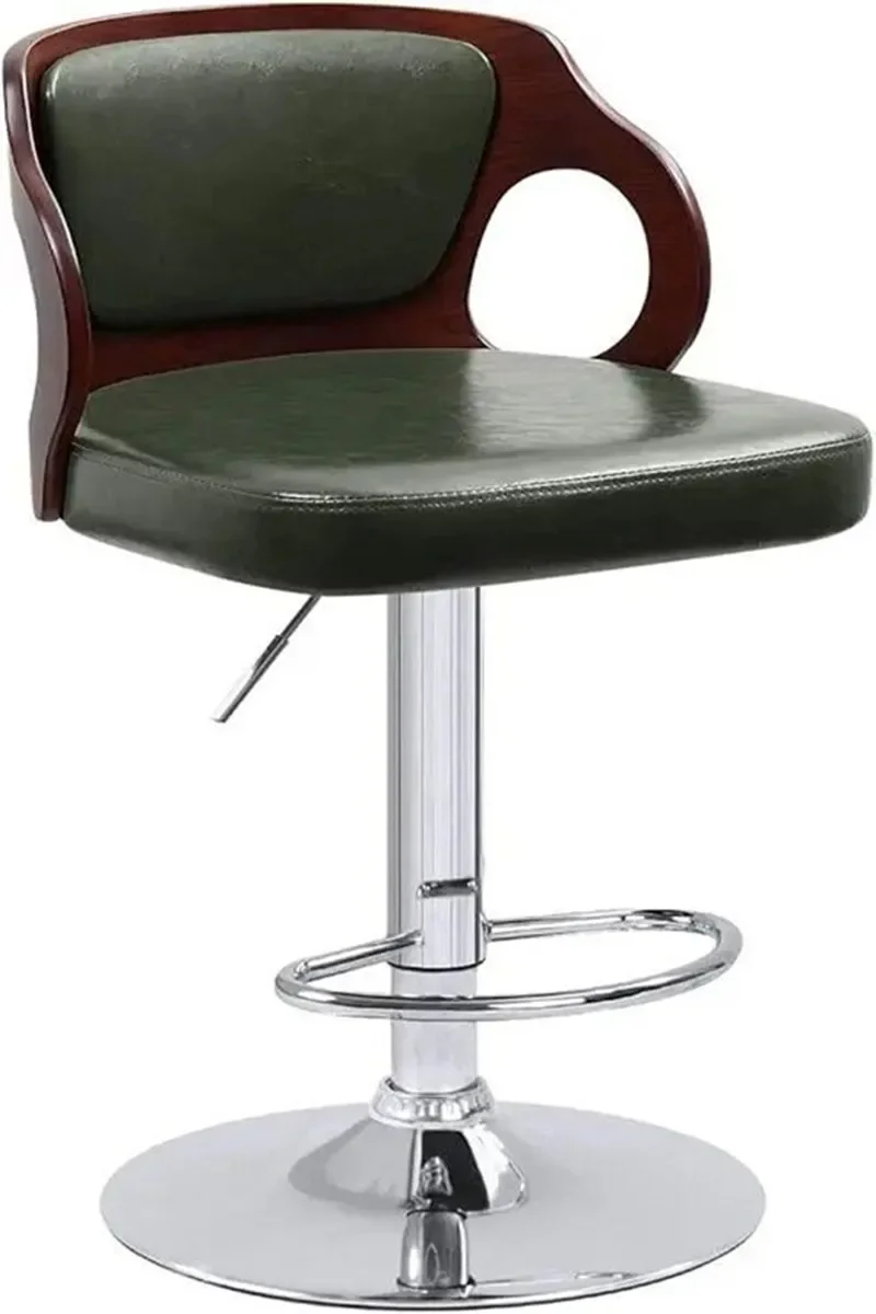 

Bar Stools Walnut Bentwood Adjustable Height Leather Modern Barstools with Back Vinyl Seat Extremely Comfy Bar Stool