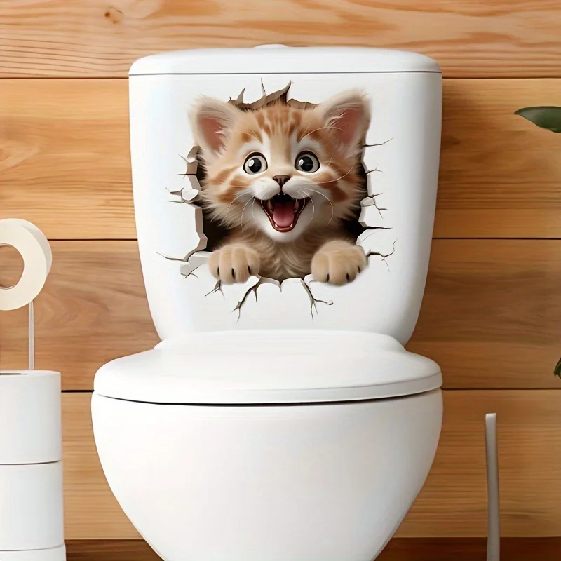 1 cat toilet seat sticker - easy to apply, single use holiday bathroom decoration sticker, toilet water tank and door sticker, b