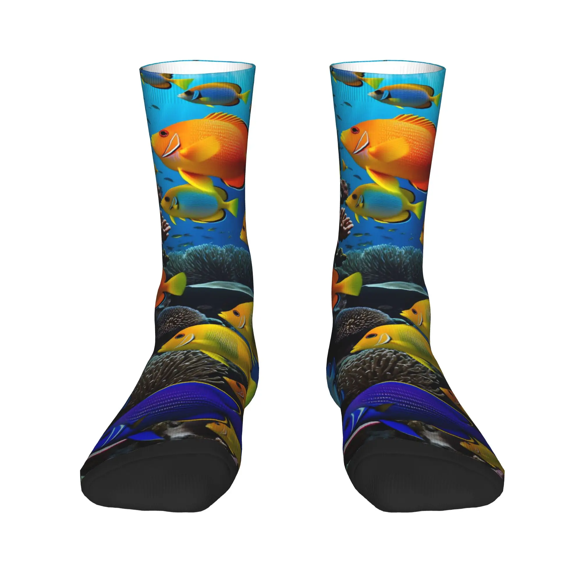 Beautiful Underwater World Colorful Fish Stockings  Graphic Funny Socks Winter Non Skid Socks Adults Men Cycling Medium Socks