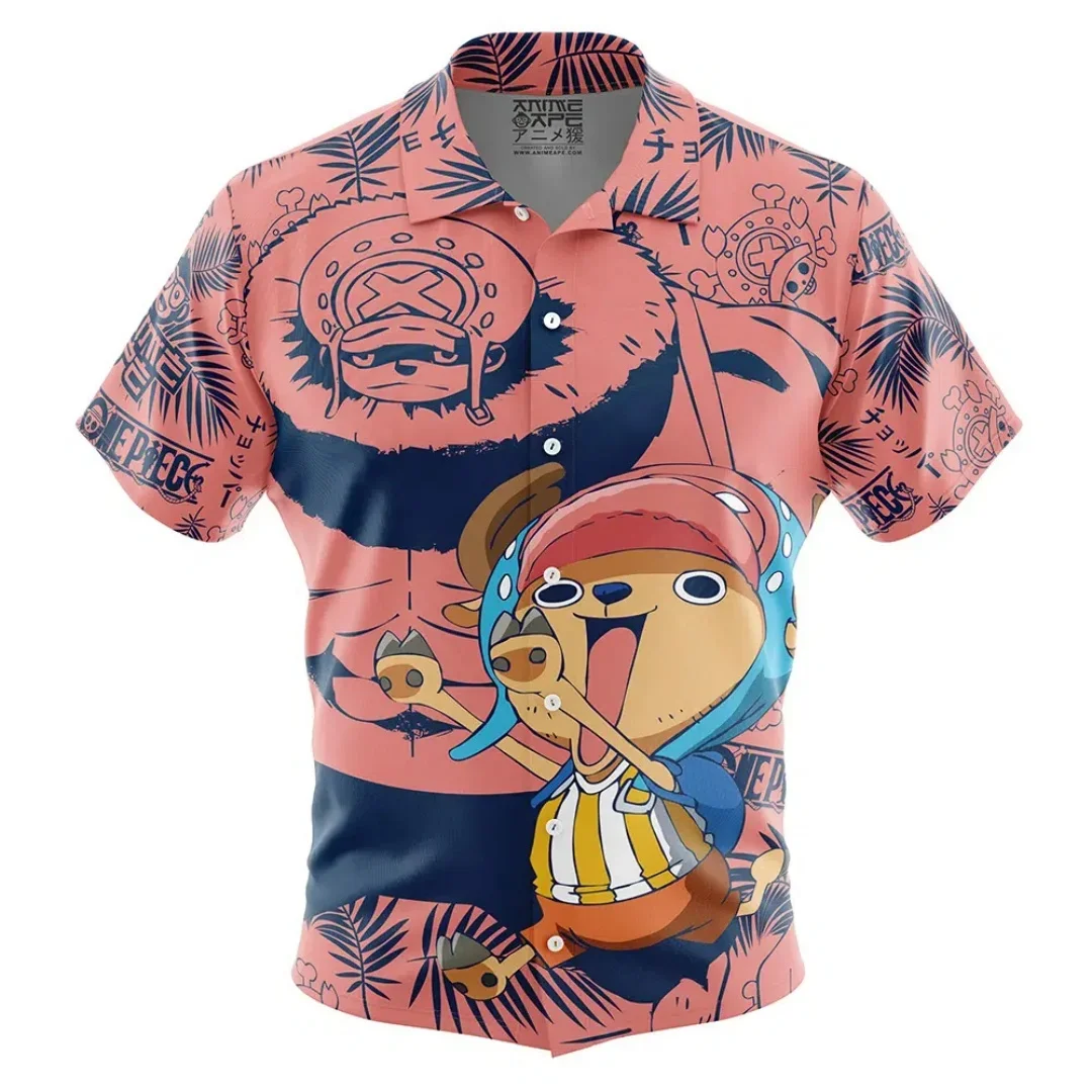 Men's One Piece Hawaiian Shirt Roronoa Zoro Luffy Short Sleeve Tropical Aloha Holiday Casual Anime Kids Clothes Shirt Tops