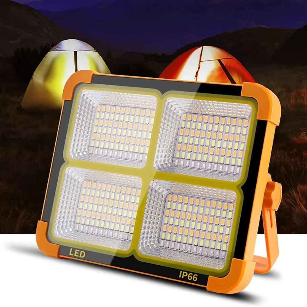 

336 LED Solar Work Light USB Rechargeable Cordless Portable Floodlight IP66 Waterproof Outdoor LED Campng Lamp For Garden