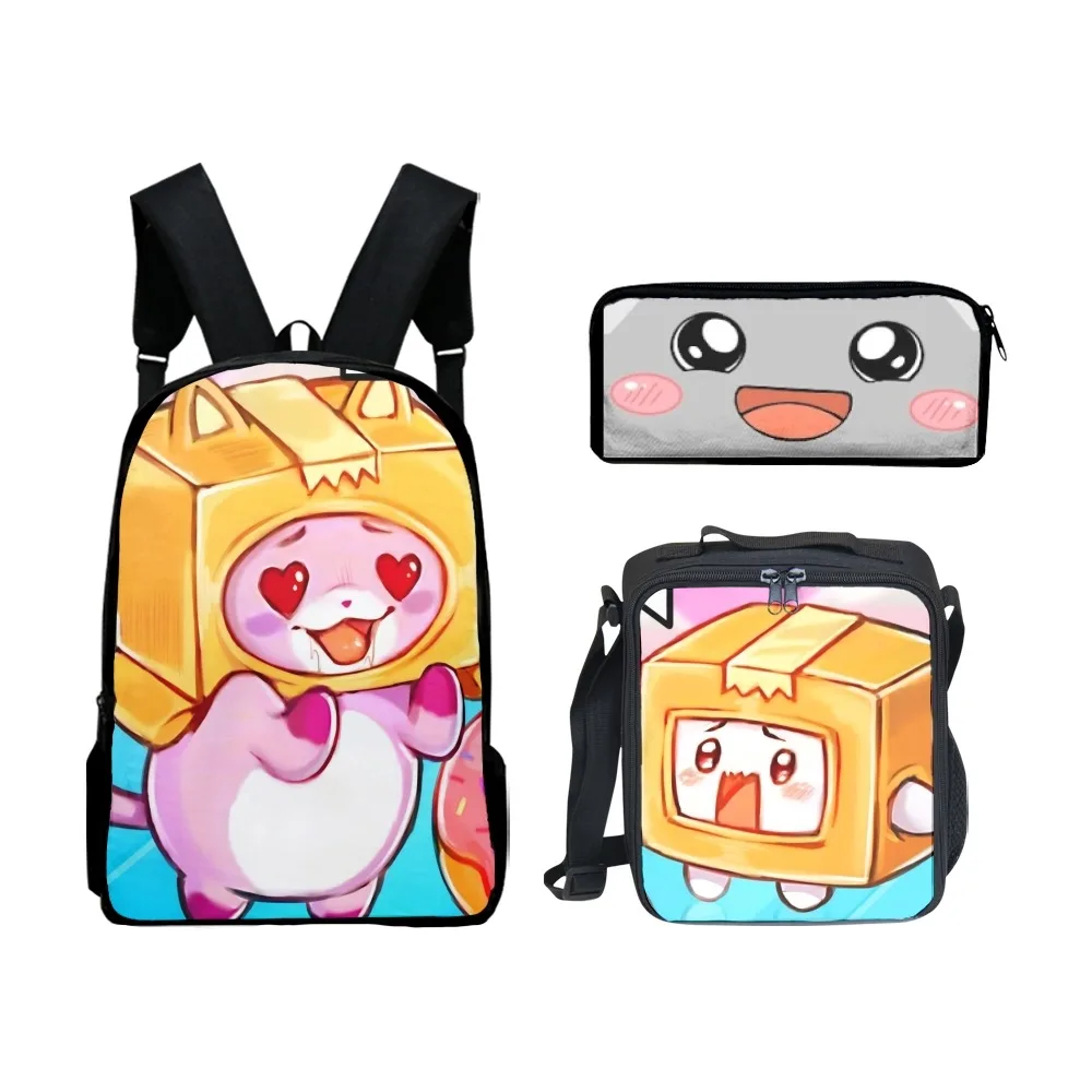 

Cartoon Trendy Harajuku Funny box 3pcs/Set Backpack 3D Print School Student Bookbag Travel Laptop Daypack Lunch Bags Pencil Case