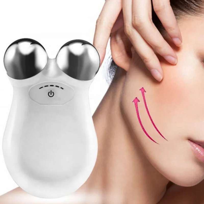 Microcurrent Face Roller Skin Tightening Beauty Device 3 Gears USB Charging Face Lifting Machine Facial Massager Anti-Aging
