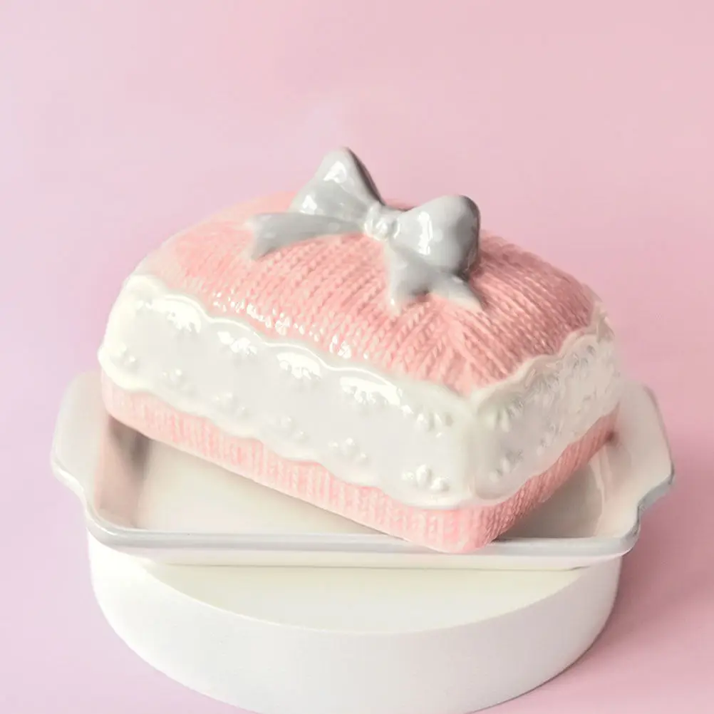 Ceramic Butter Dish with Lid Elegant Vintage Design Smooth Surface Easy Clean Butter Holder for Kitchen Dining Room Cheese