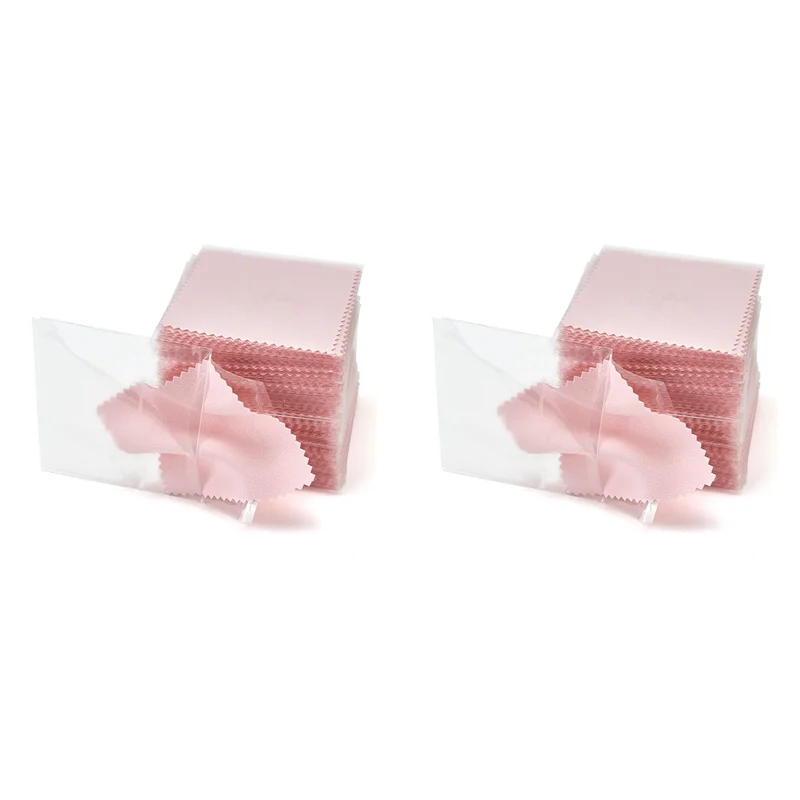 A7THK-200PCS قماش تنظيف المجوهرات، قماش تلميع احترافي ملفوف بشكل فردي، قماش تلميع فضي وردي 3.15X3.15In #2
