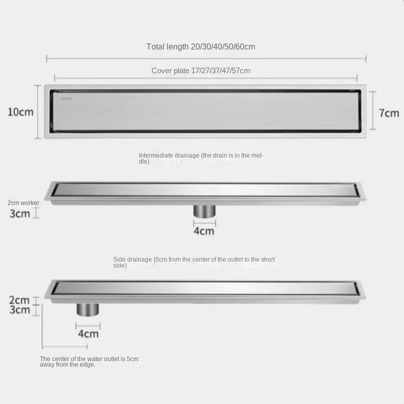 Drenaje de suelo de azulejo Invisible, baldosa de acero inoxidable 304, color dorado y negro, largo, lineal, para baño y ducha