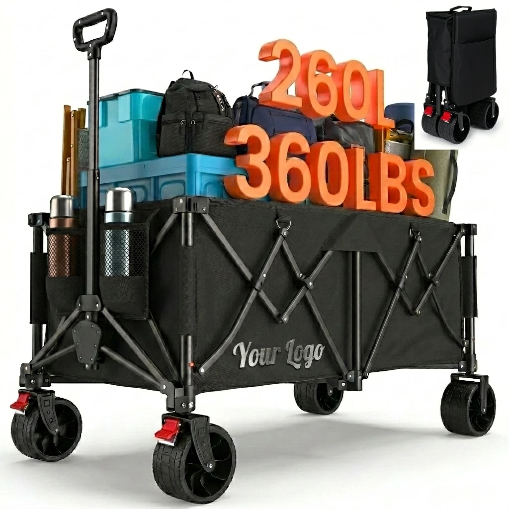 New Foldable Folding Portable Outdoor Picnic Wagon Cart Large Capacity Camping Cart