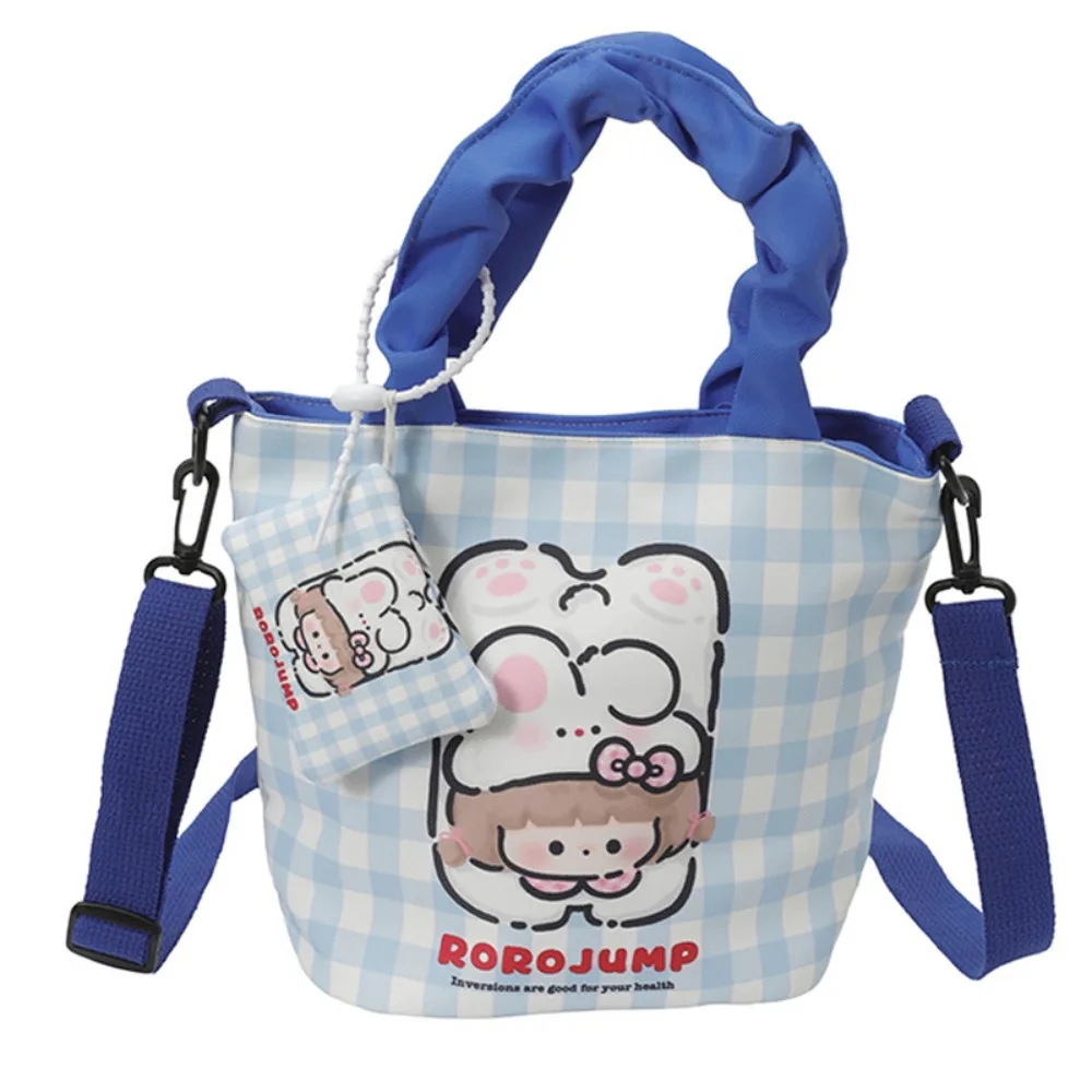 Cute Cartoon Crossbody Bag with Small Bag Large Capacity Handbag Canvas Material Korean Edition Style Shopping Bag Casual Travel