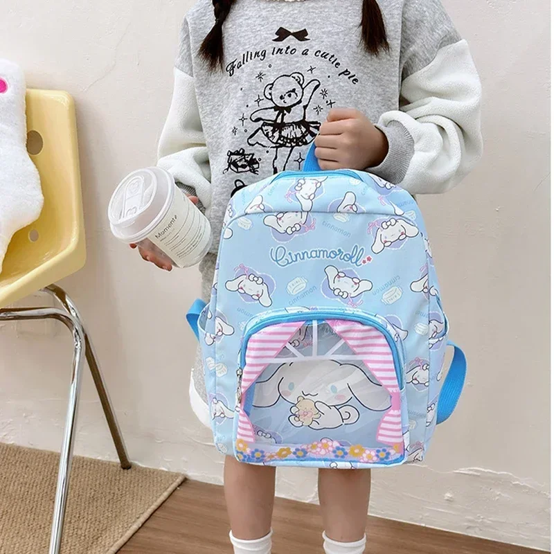 Kawaii Y2K Sanrio zaino Kuromi Cinnamoroll zainetto borsa da scuola per alunni ad alta capacità My Melody borsa da viaggio regalo di compleanno per bambini