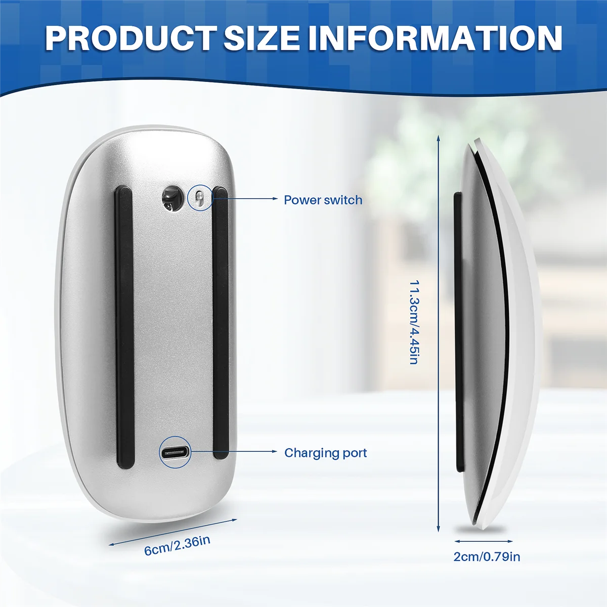 SCLS Bluetooth ワイヤレス マジック マウス サイレント 充電式 コンピューター マウス スリム 人間工学に基づいた PC マウス (ホワイト)