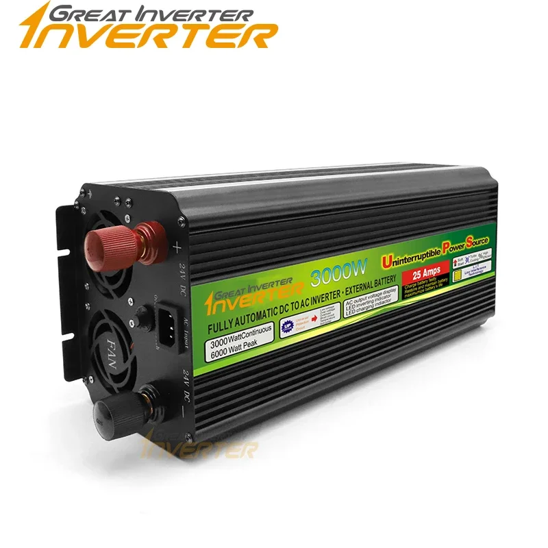 Made in China UPS Charger Power Inverter 2000W 3000W Modified Sine Wave Charger DC 12V/20A 24V/10A to AC 220V LCD Display With U