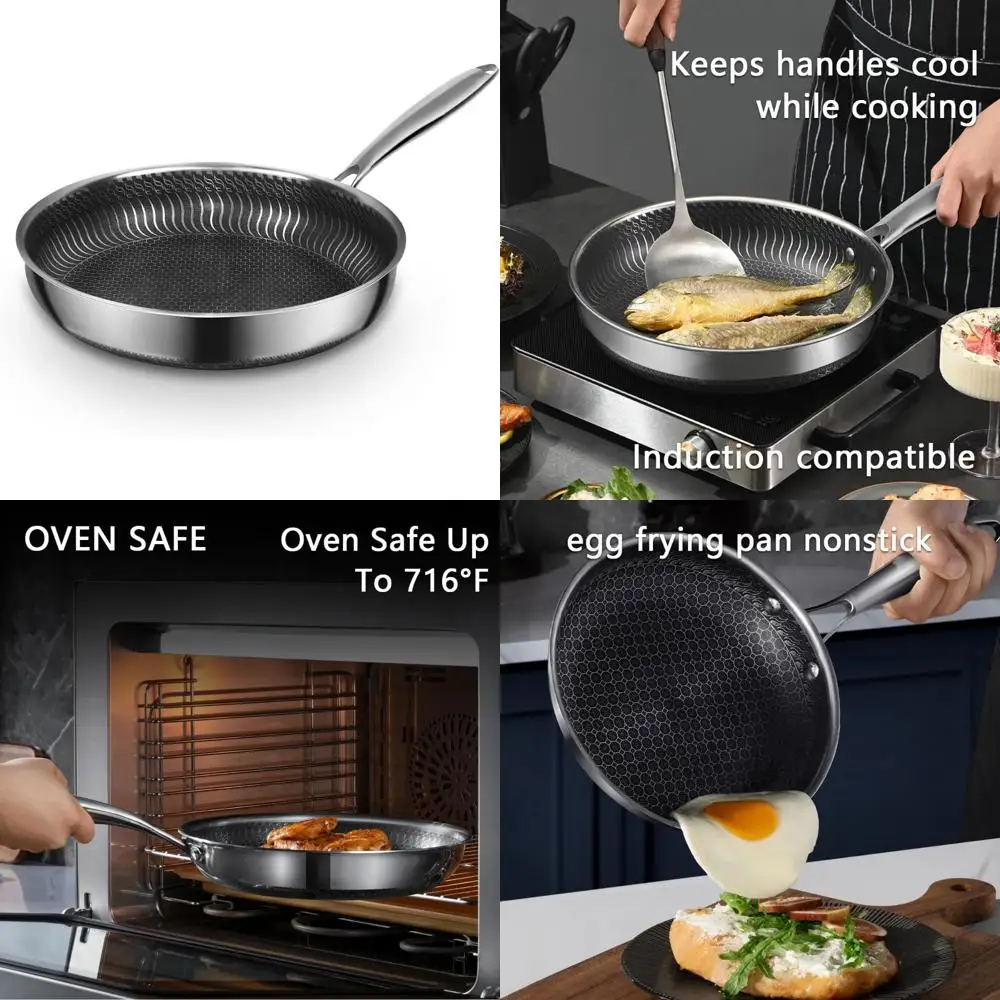 

Nonstick Stainless Steel Frying Pan, 11.6 Inch, PFOA-Free, Induction Compatible, Easy Clean, Stay-Cool Handle, Suitable for All