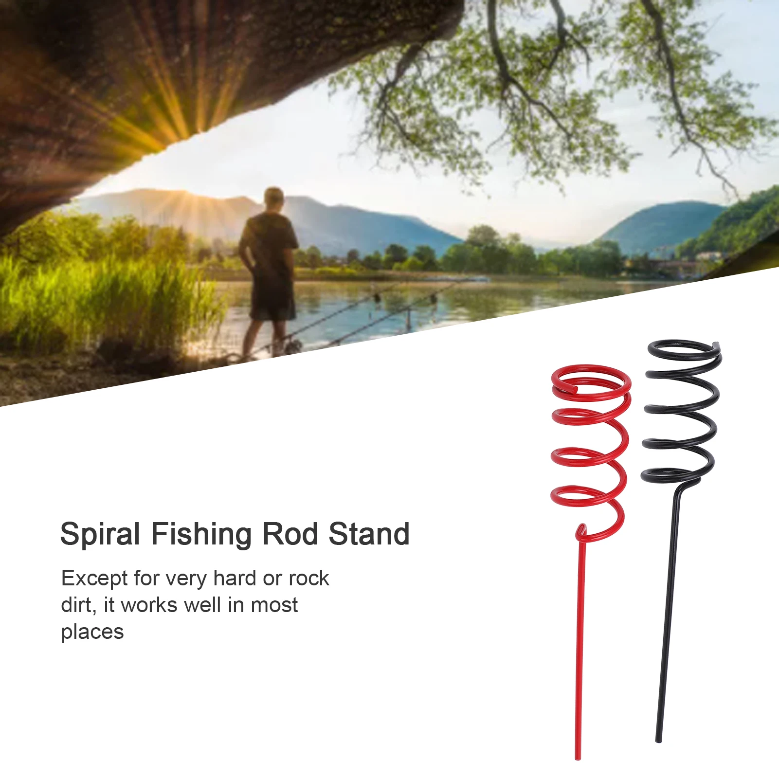 

Spiral Rod Holder, 2Pcs Heavy Duty Spiral Fishing Rod Ground Support Stand Holder Metal Fishing Tackles