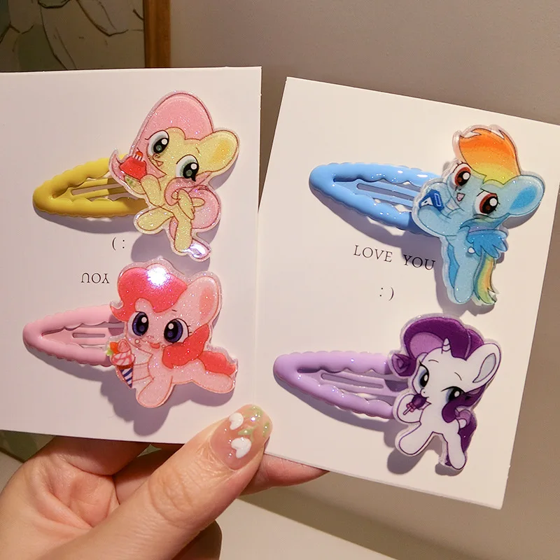 Kawaii My Little Pony Hair Clip Pinkie Pie Fluttershy Rainbow Dash Cartoon Anime Doll Bb Hair Clip Hair Accessories Gift Kid Toy