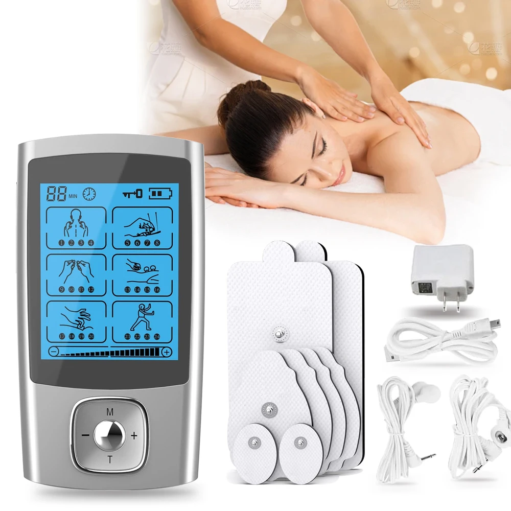 

TENS Unit Muscle Stimulator Electronic PMS Pulse Massager Machine Physical Therapy Back Pain Relief Shoulder 8pcs Electrode pads