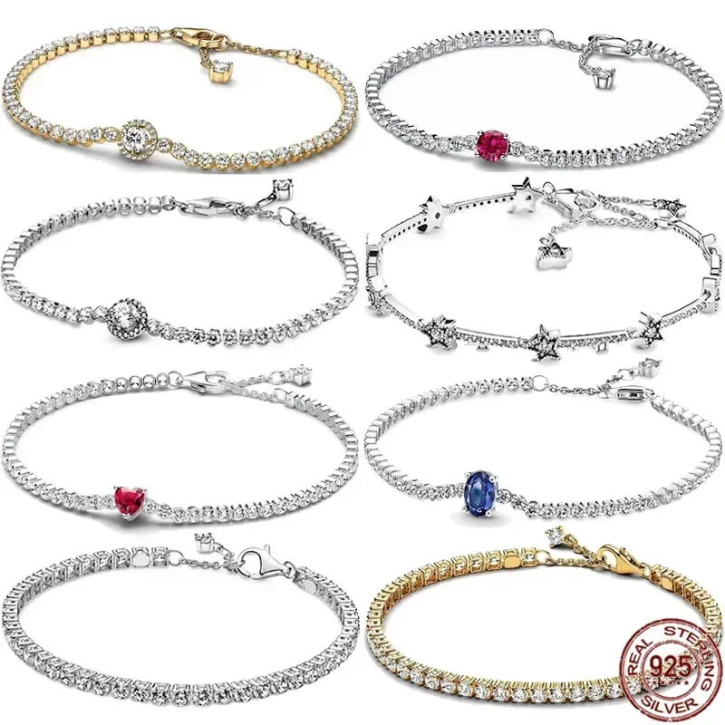 Encantador pulsera de tenis de Plata de Ley 925 de lujo, compatible con diseño Original, cuentas exquisitas, regalos de joyería de moda DIY