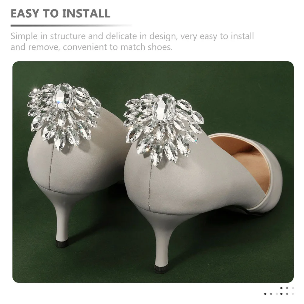 1Pair Bridal Rhinestone High Heel Shoe Clips Wedding Buckles Elegant Removable Shoe Ornaments for Women Shoes Dress Clips
