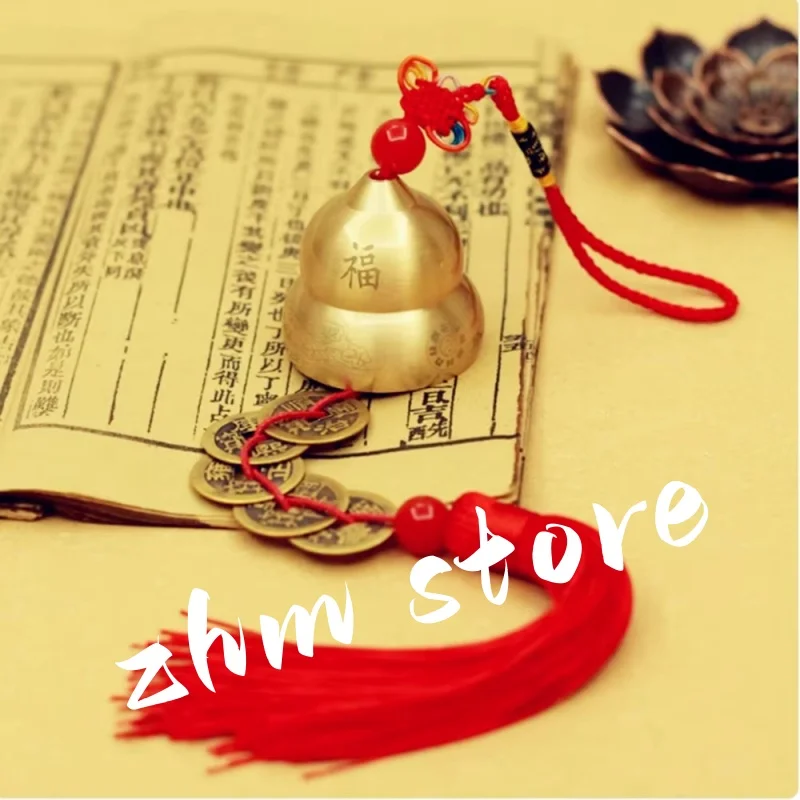 

1pc Pure Copper Retro Chinese Style Fengshui Lucky/Auspicious Home/Office/Car Hanging Decorate Ornaments Wind Chimes