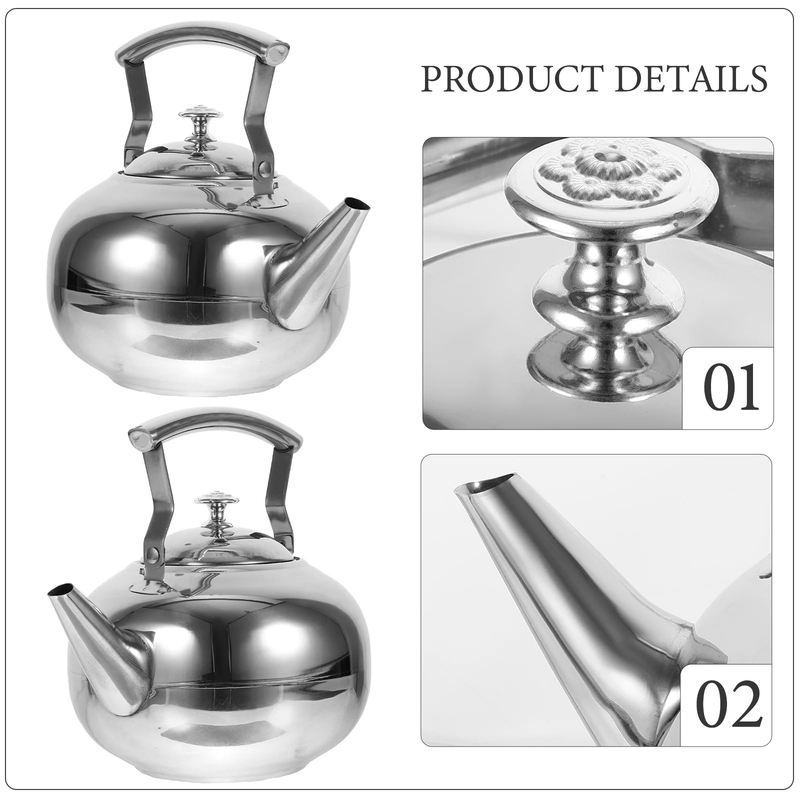 

1Pcs Stainless Steel Stove Tea Kettle Boiling Teapot Built-in Strainer Easy Home and Restaurant Stainless Steel Tea Pot