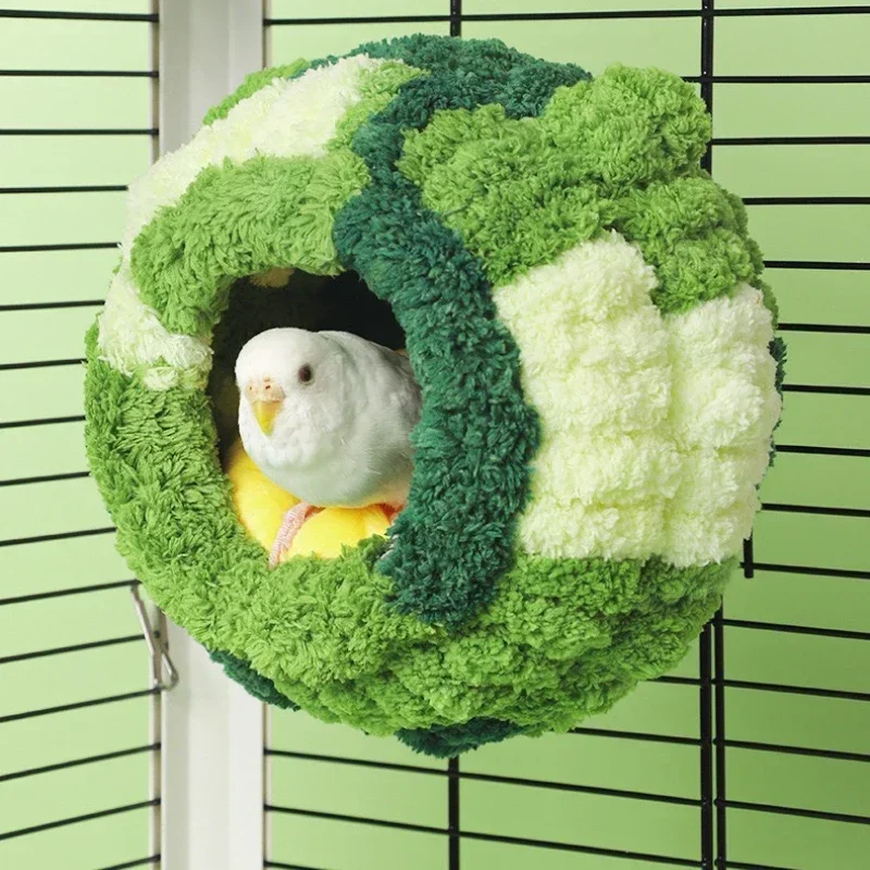 새장 Warm Bird Nest Winter House Hanging Hammock Cage Accessories Plush Hideaway for Parrot Hummingbird Decoration Bird Cages